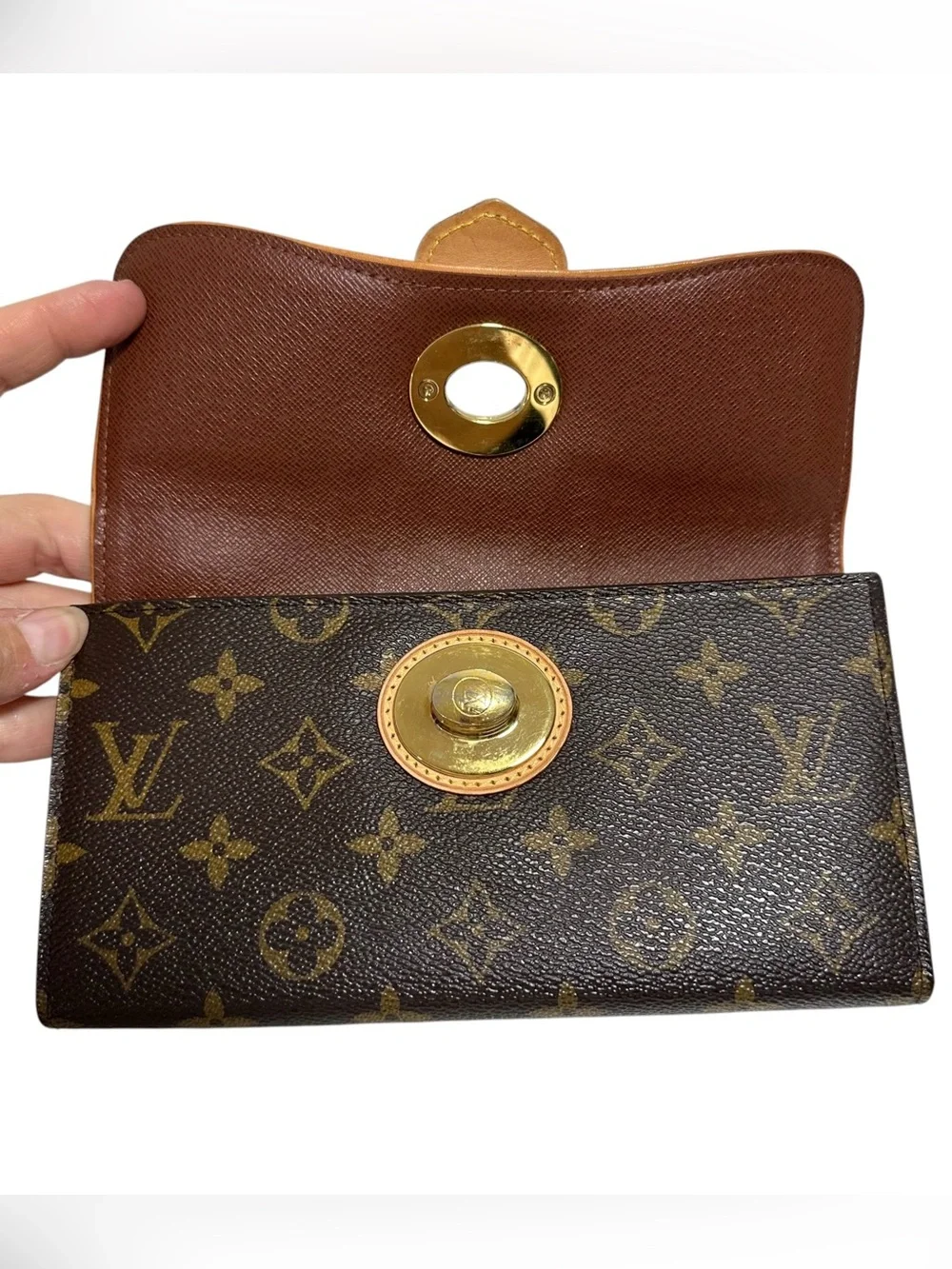Louis Vuitton Monogram & Vachetta Leather Bowtie Sarah Wallet on Chain with Box